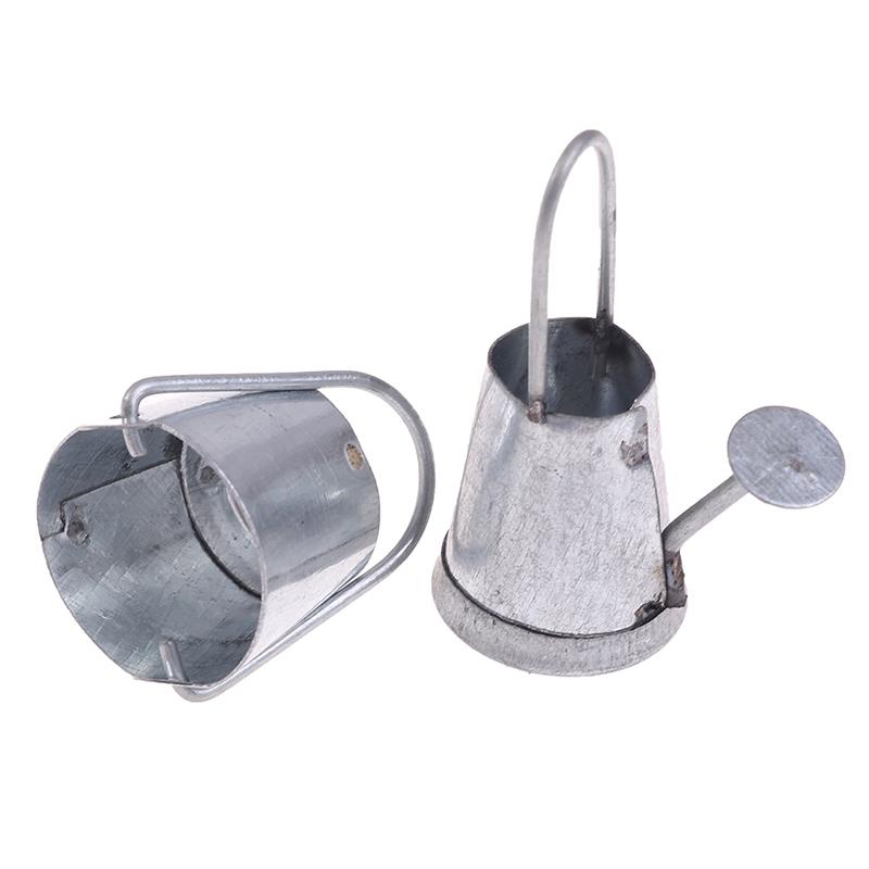 

2 шт./набір 1:12 мініатюрних металевих іграшок для чайника з металевим відерцем з водою One Size