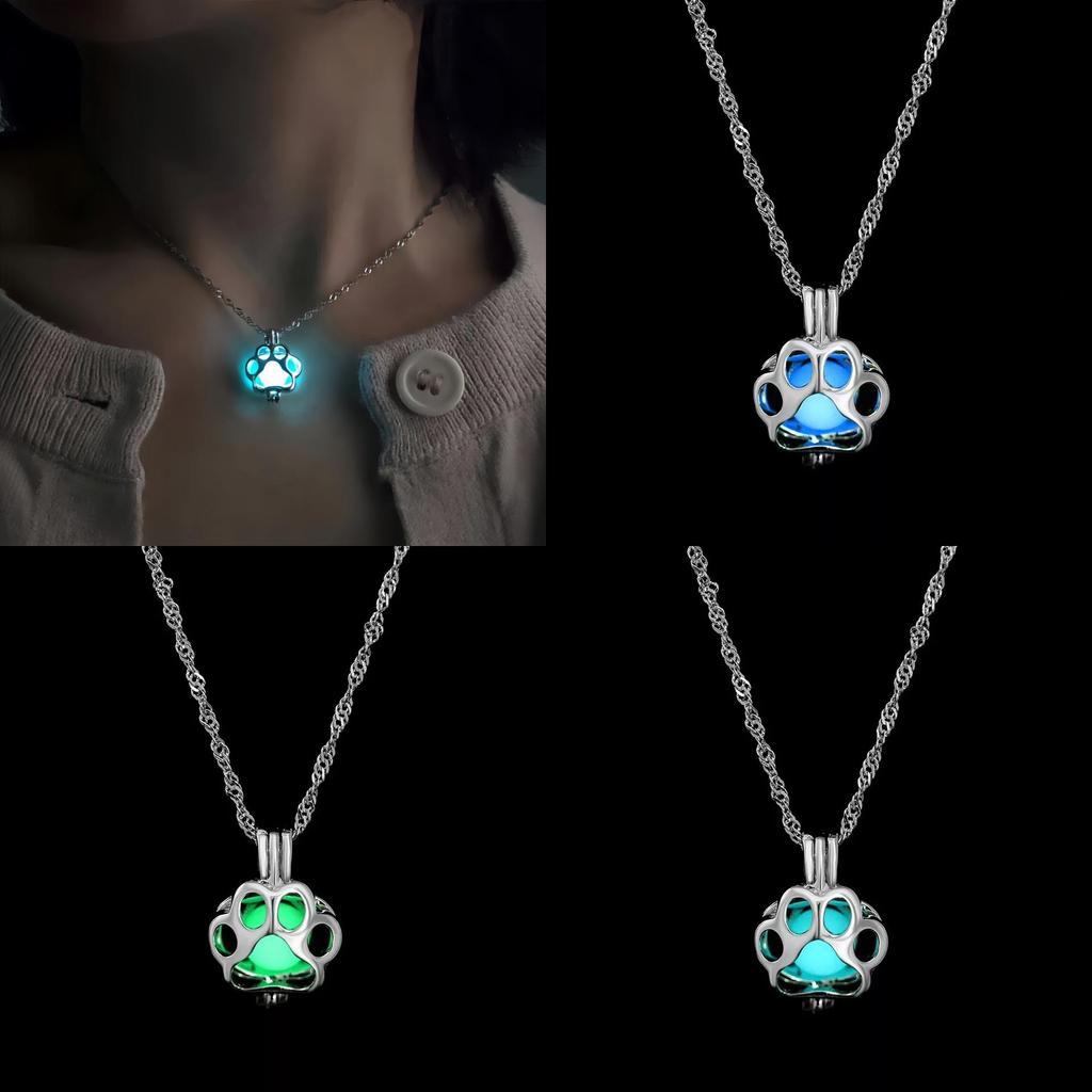 Modny, świecący naszyjnik z łapką psa z wielowarstwowym wisiorkiem ze stopu, na prezent