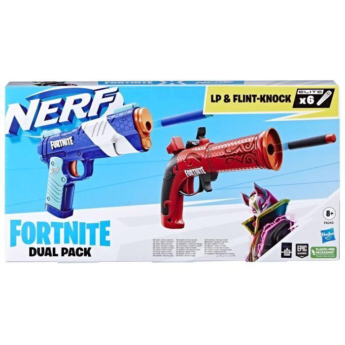 Jeu de tir - nerf - nerf fortnite dual pack - 2 blasters et 6 fléchettes en mousse elite