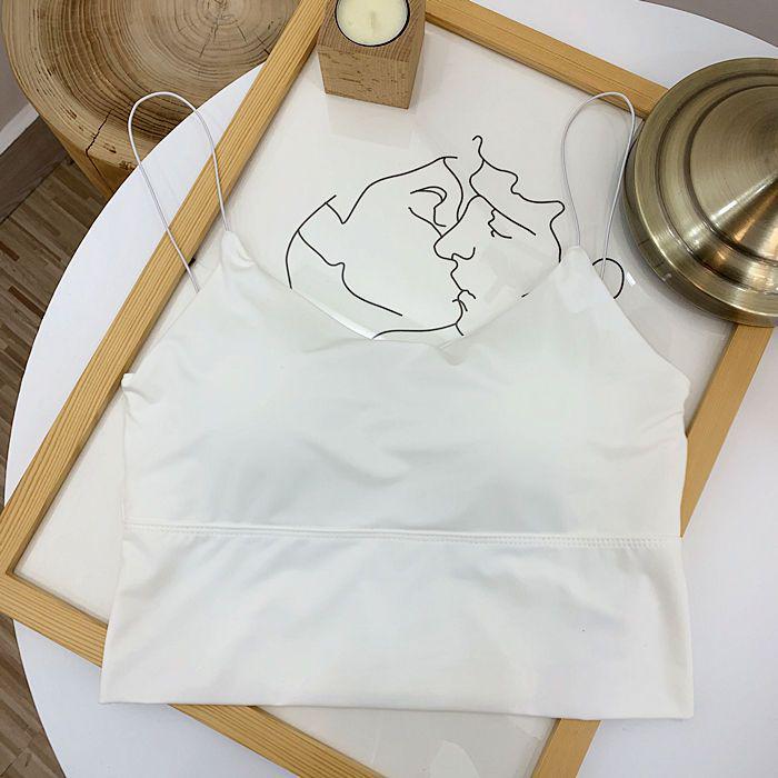 Nahtloses Damen-Tanktop aus Eis-Seide mit Brustpolstern - Bandeau im koreanischen Stil