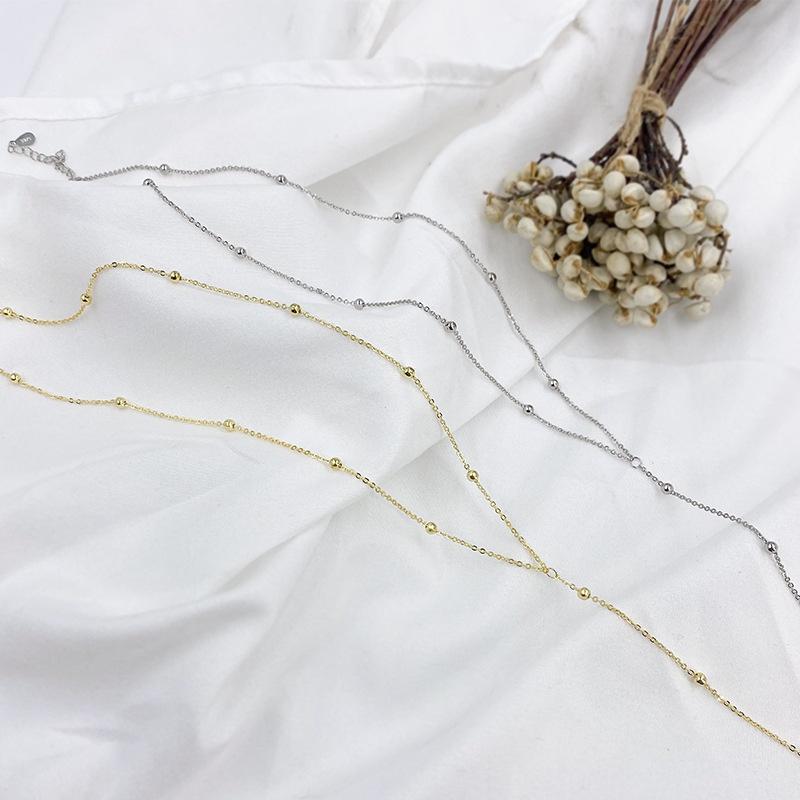 Collier à pampilles en perles rondes à la mode pour femme, nouvelle chaîne de clavicule simple d'été, longue chaîne géométrique, bijoux personnalisés pour femme