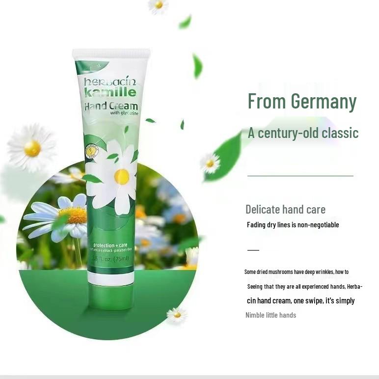 Deutsche Kamille Handcreme 75ml - Feuchtigkeitsspendend, Pflegend, Hydrierend, Aufhellend für zarte Haut (Herbst/Winter, Anti-Rissbildung)