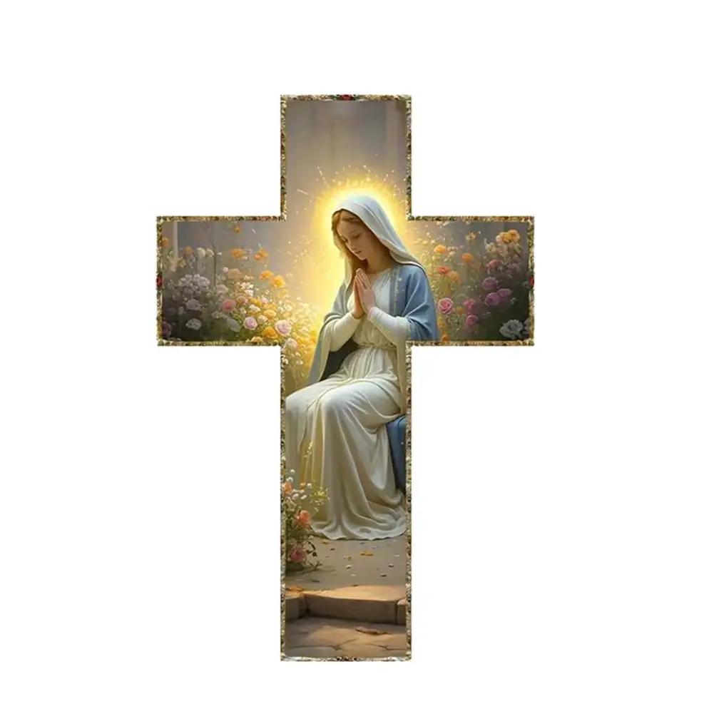 Винтажный Деревянный Настенный Крест Домашний Декор Для Стен Прихожей 30x20 см Плоский 2D Деревянный Крест Иисус Христианин Семейный Декор Q0U9