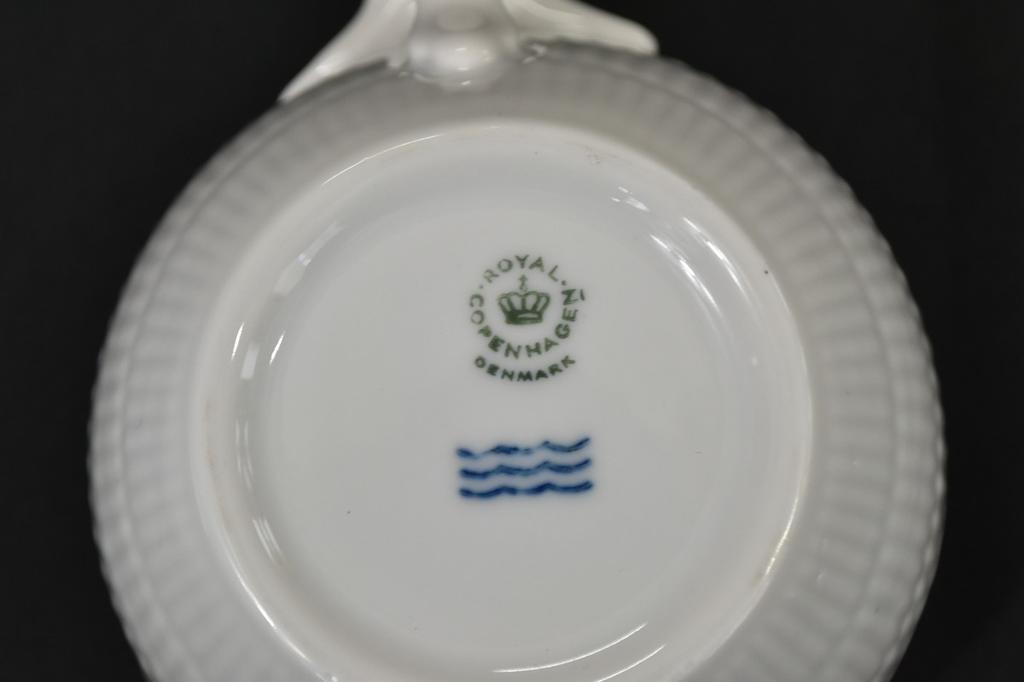 ROYAL COPENHAGEN White Fluted Half-Lace Sugar Pot Denmark Vintage Rare