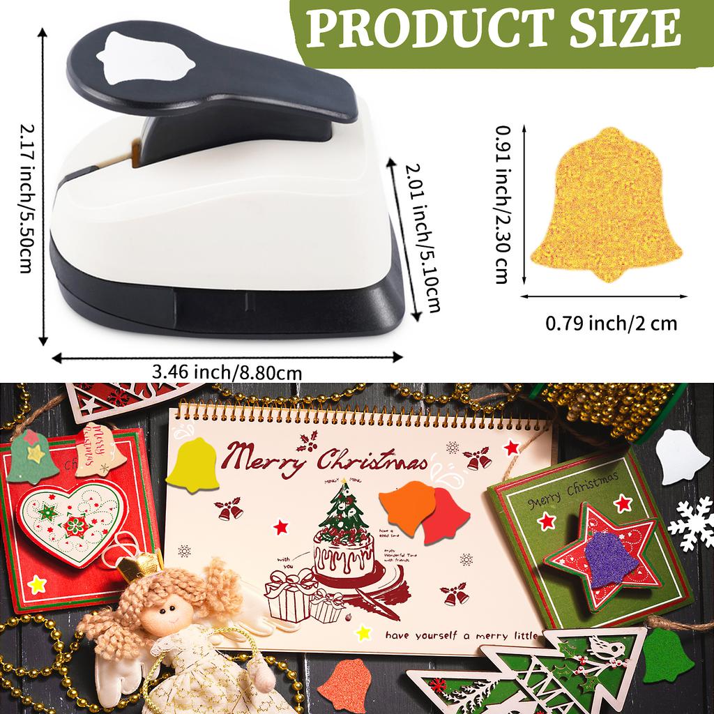 3pcs Paper Hole Puncher Cutter Tool Set Christmas Snowflake Bell Tree Shapes 1 Inch 25mm for Paper Crafts Scrapbook Card Making