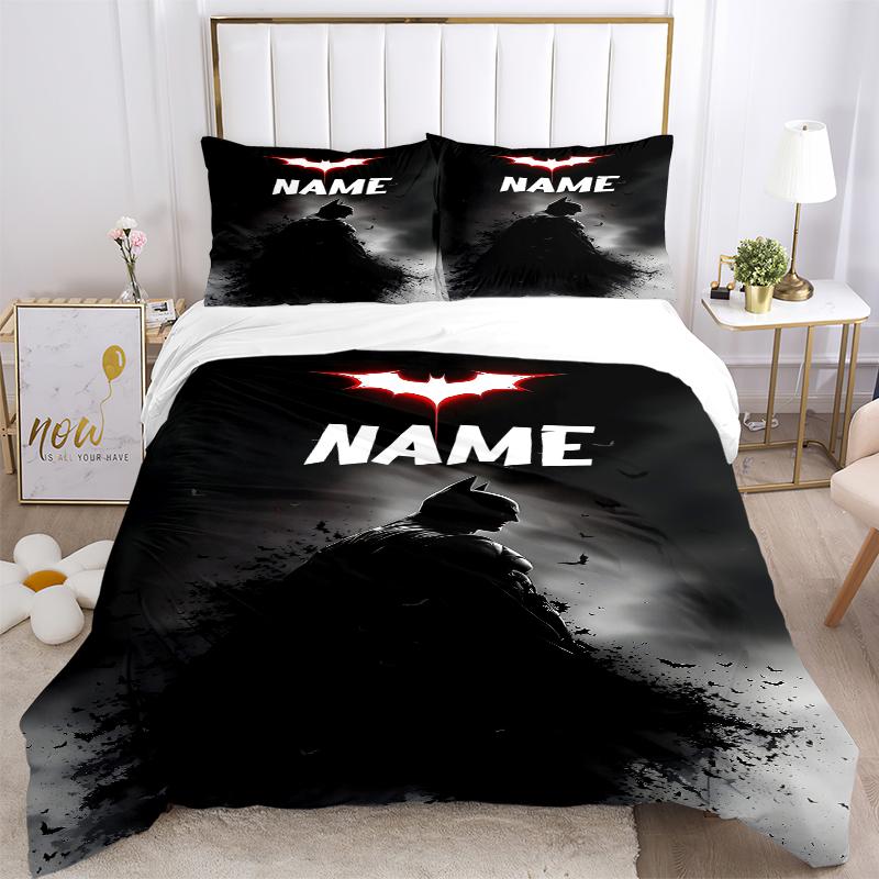Custom Textile Batman Poster Bedding 3 Piece Set HD Print Duvet Cover Pillowcases for Teens Adult Bedroom Decoration