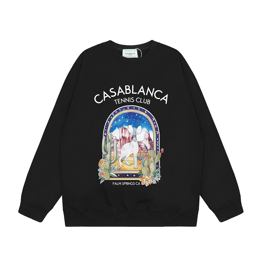 Grenzüberschreitende trendige Marke Casablanca Casablanca Buchstabe gemaltes Print 380g Herren- und Damen- Rundhals-Pullover
