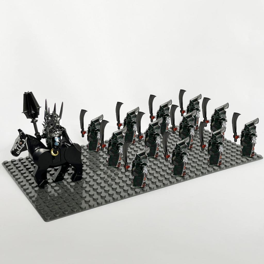 13pcs Medieval Soldiers Lord Sauron Witch-king of Angmar Shadow Orcs Strong Uruk-hai  Minifig Building Block Toys for Kids