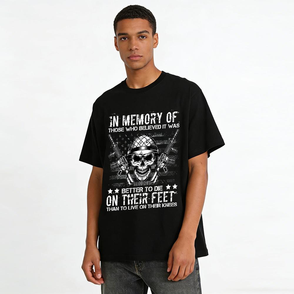 Tactical Skull Helmet Dual Rifle Graphic Mens Casual Tee Shirt Pure cotton T-shirt