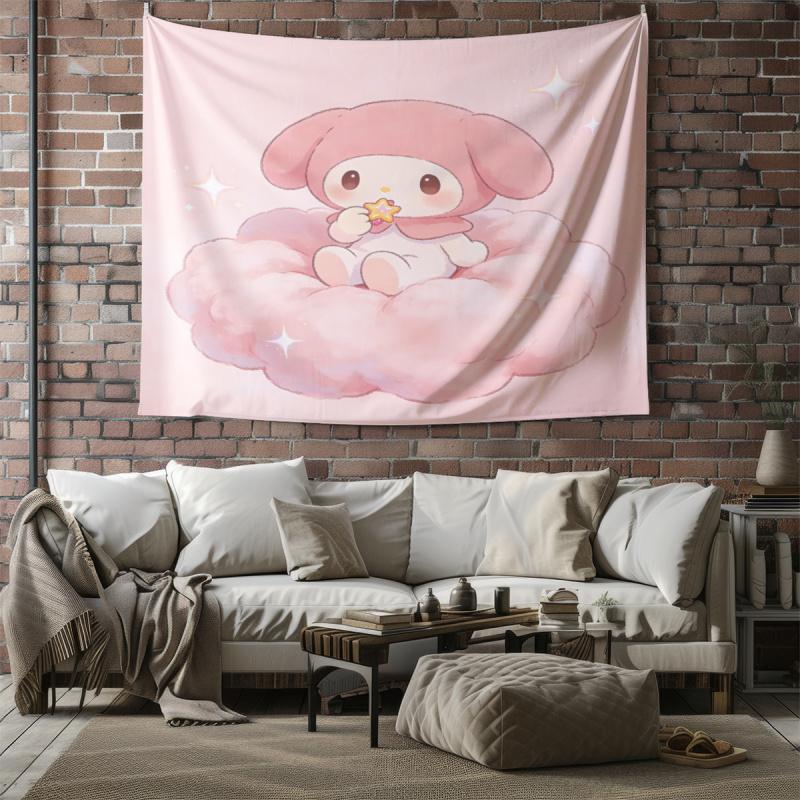 Sanrio Characters Tapestry Cute Cartoon Wall Hanging for Bedroom Living Room Dorm Home Decor Aesthetic Gift