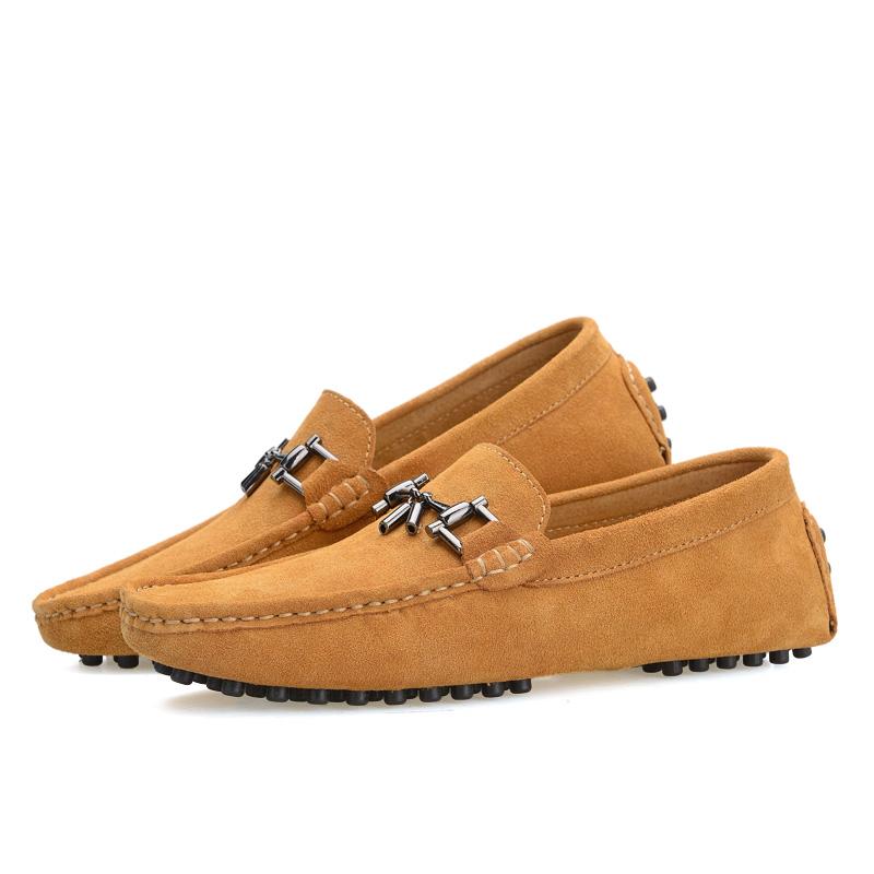 

МодаБританский стиль Модные мокасины Мужская повседневная обувь Удобные дышащие кожаные лоферы Мужские брендовые туфли-лодочки на плоской подошве Дизайнерские замшевые удобные 44 жёлтый