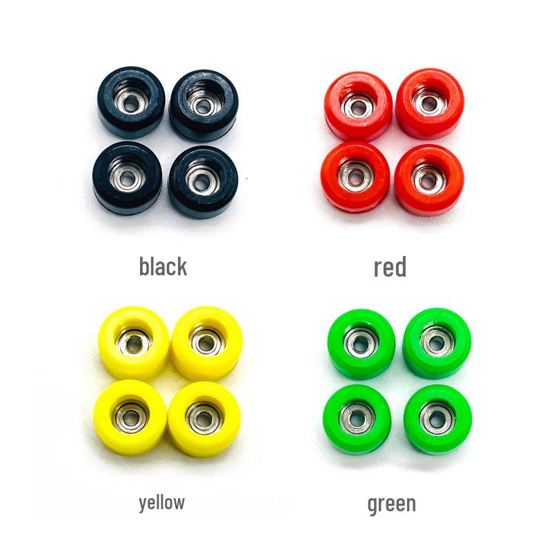Multi-Color Fingerboard Wheels with Bearings - 4-Pack Professional Upgrade