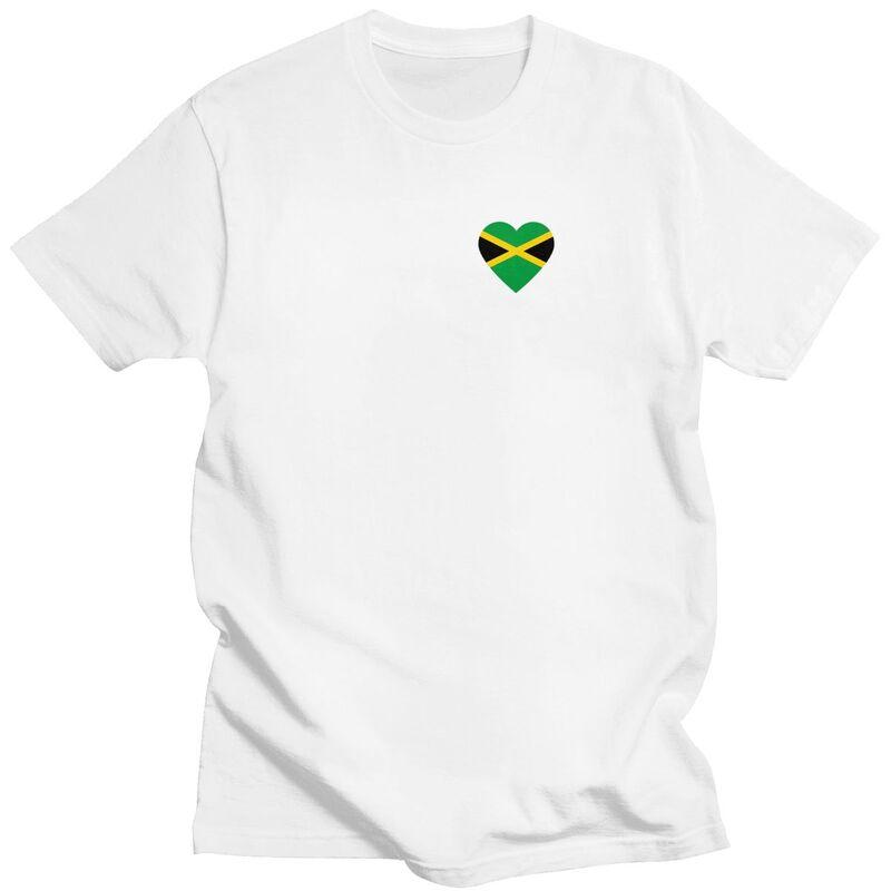 Custom Cool Jamaican Heartbeat Jamaica Flag T Shirt Men Short Sleeves Pure Cotton Tshirt Casual Tee Tops Streetwear Tshirts