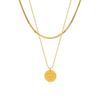 Versatile European American Temperament Hoodie Necklace: English Letter Pendant Double-Layer Gold-Plated Titanium Steel Chain.