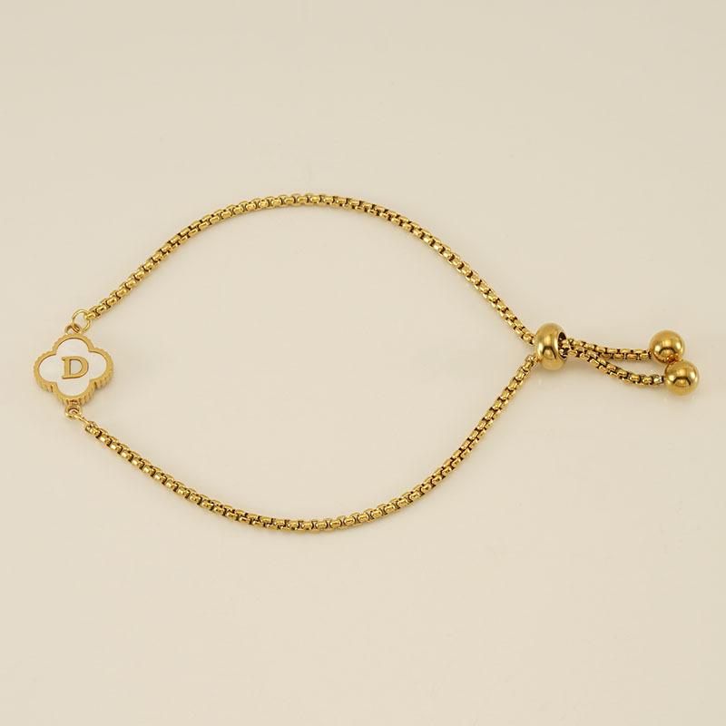 Stainless Steel Shell Clover Letter Bracelet Unique Design Fashionable Wrist Jewelry for Women