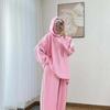Women's Two Piece Outfit Hooded Sweatshirt Wide Leg Pants Set Casual Loose Tracksuit Muslim Modest Wear