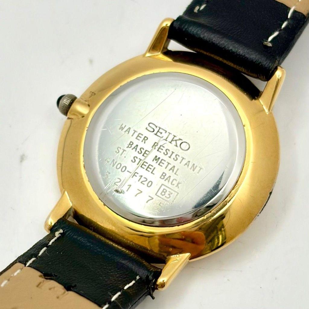 Used [New Battery] SEIKO Ladies Watch Gold 4N00-F120 321775 New Belt