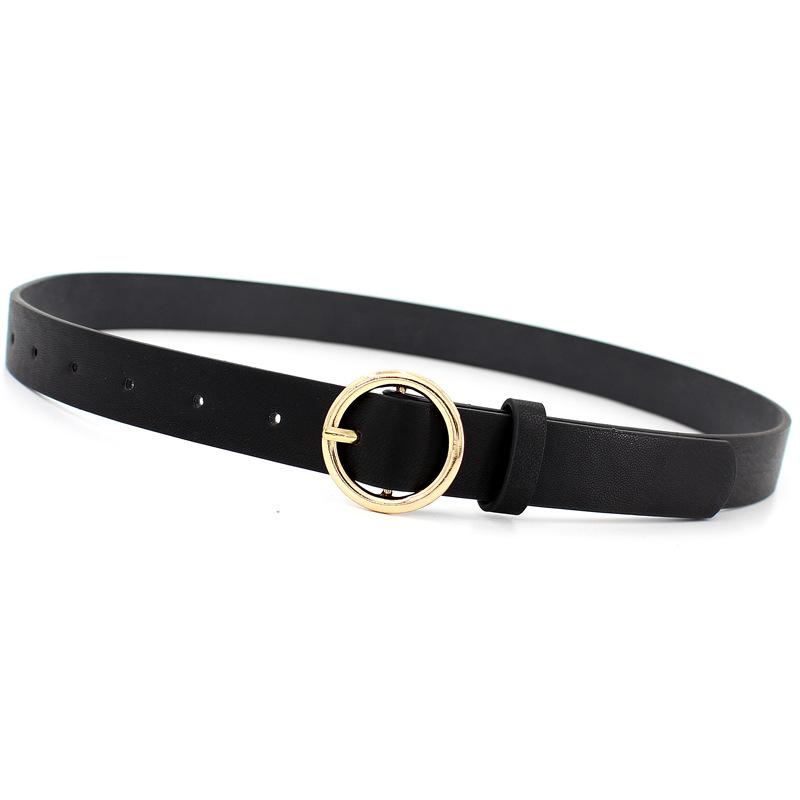 Women'S Round Buckle Belt Casual Retro Jeans Belt Women'S Decorative Thin Belt