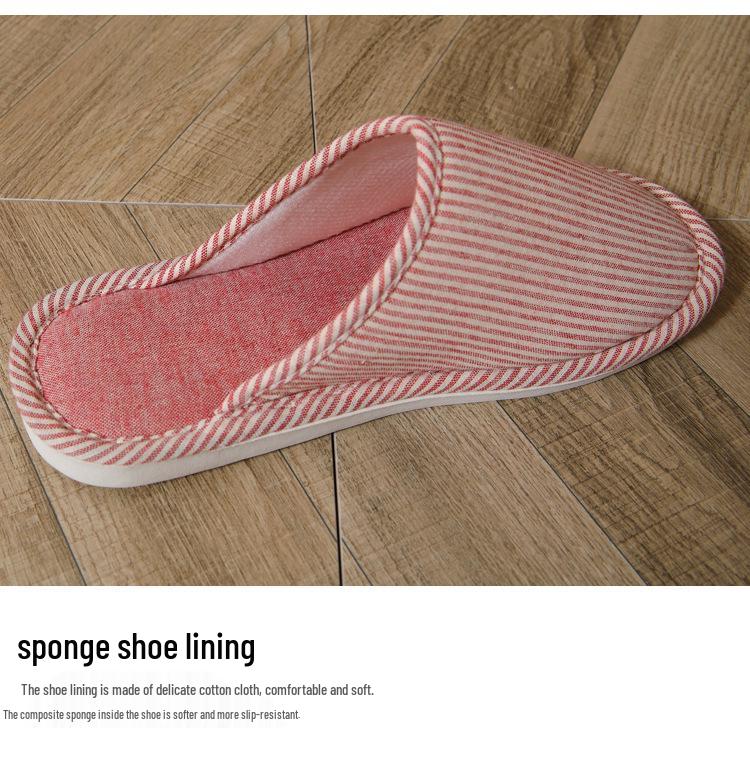 Four Seasons Cotton-Linen Closed Toe Slippers for Indoors - Unisex Home & Guest Footwear