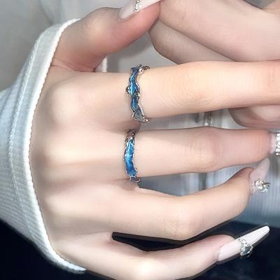 Tide Sweet Cool Wind Pair Ring Niche Design High Sense Cold Wind Couple Ring Personality Open Ring Female
