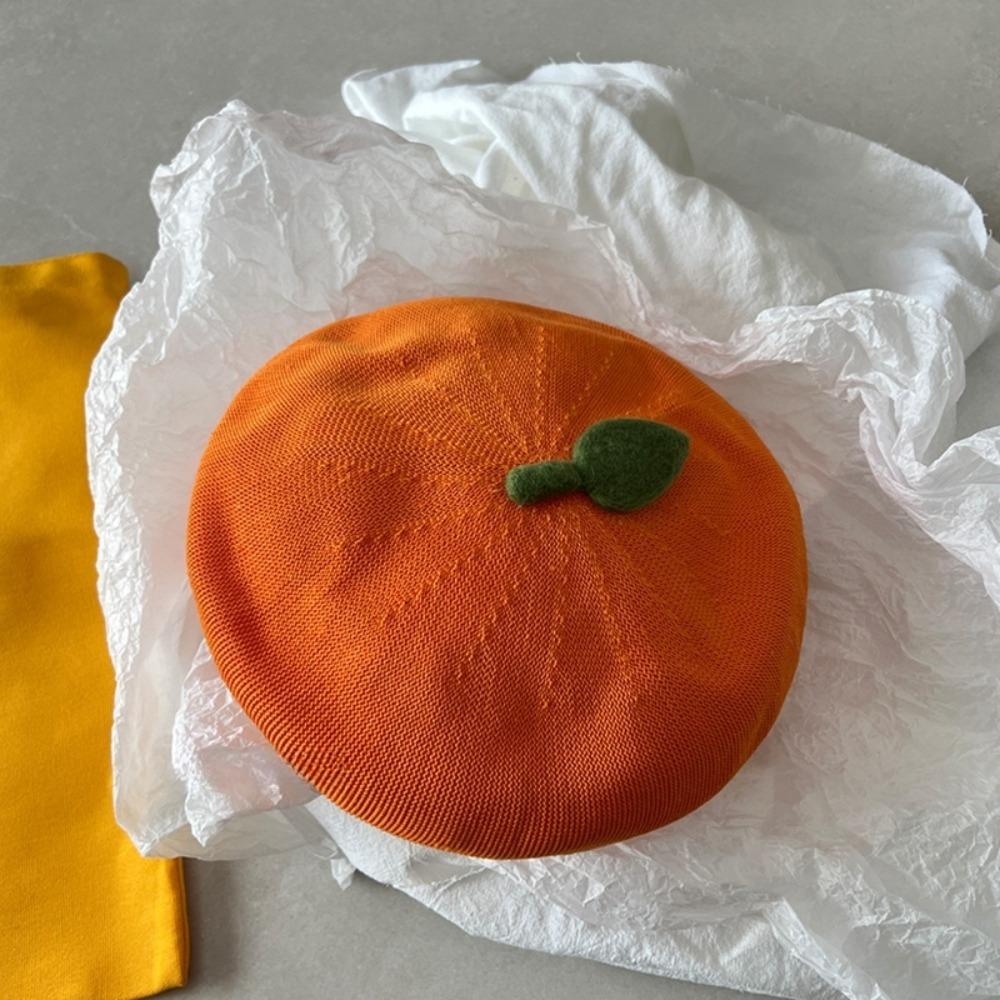 Cute Orange Berets Creative Painter Hat Fashion Tomato Cap  Street