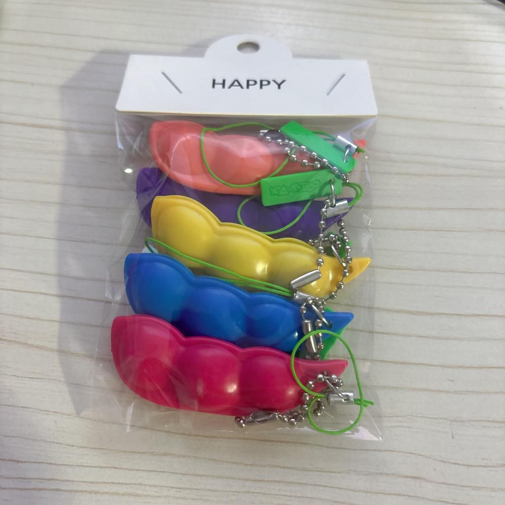 Fidgetleksaker Edamame Squishy Nyckelring Stresslindring Klämbönor Bönor Söt Vuxenleksak Avstressningspaket
