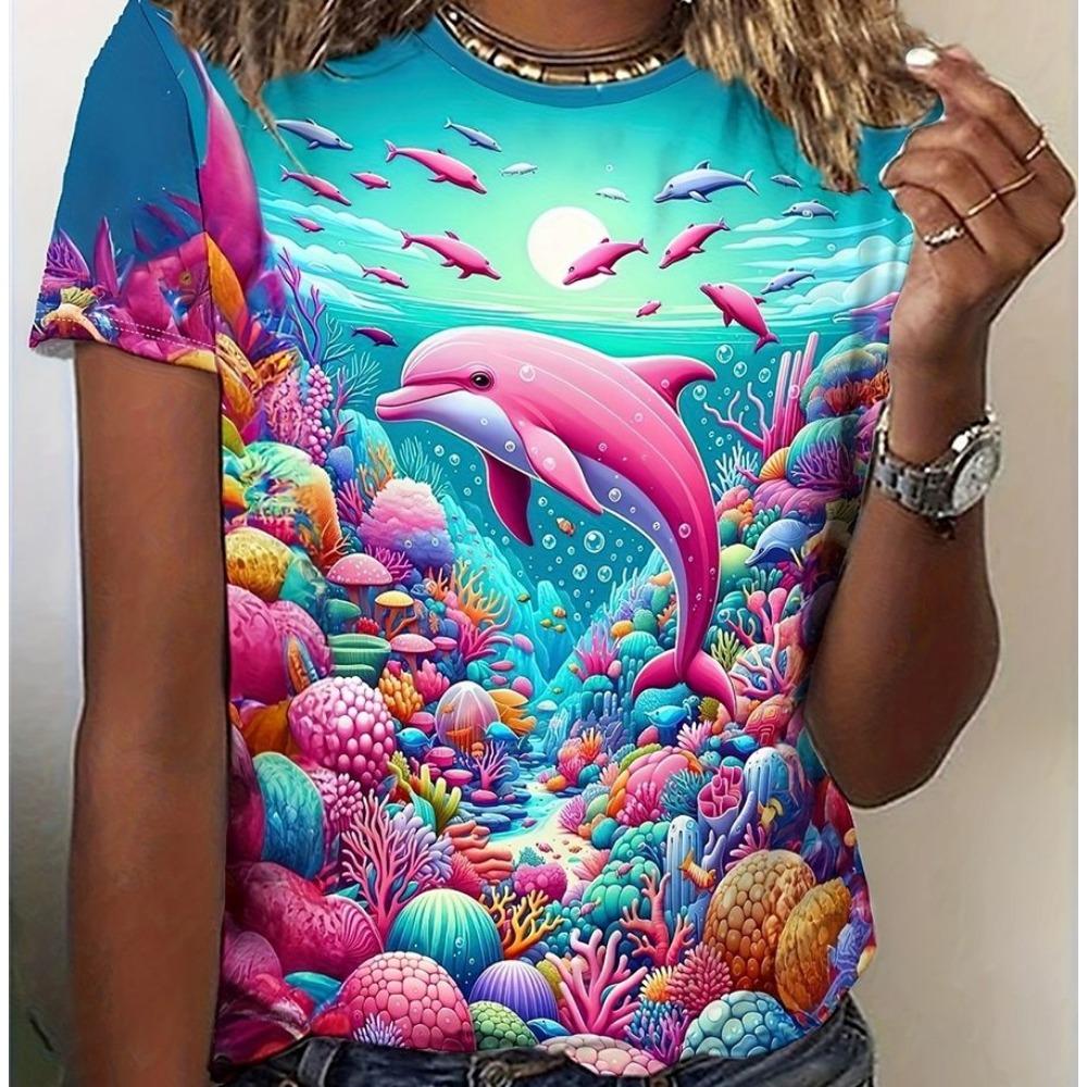 Women's T-shirt with round neck and short sleeves