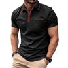 Men's Zip Up Polo Shirt Contrast Trim Pocket Short Sleeve Golf T Shirt Casual Athletic Top