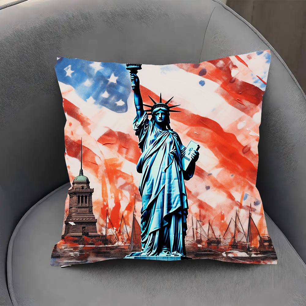 Statue Of Liberty Art Pillow Case Sofa Cushion Cover Room Home Decoration