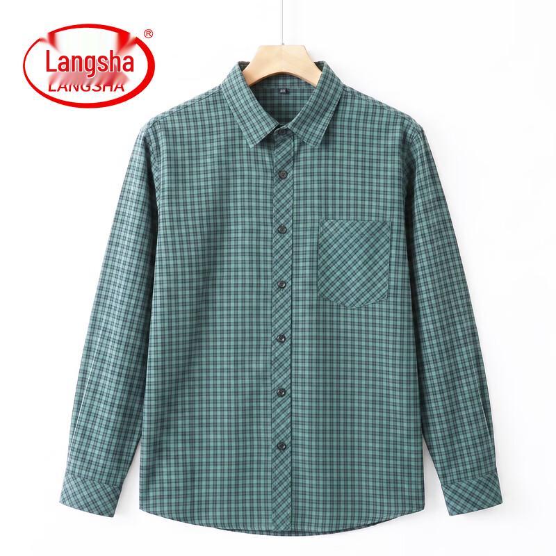 Langsaha Women's Loose-Fit Plaid Long-Sleeve Casual Shirt