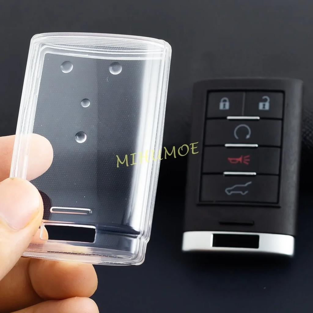 For Cadillac DTS STS CTS SRX XTS ATS Escalade Chevrolet Corvette Black Transparent Car Remote Key Case Cover Keychain Protector