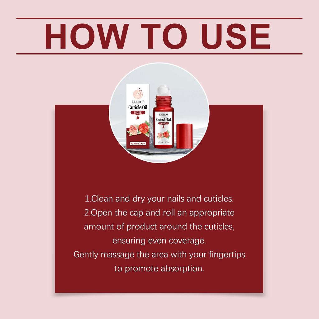 EELHOE Rose Plant Essence Oil Moisturizes the nail surface Gentle and suitable for daily use Portable and shiny smooth care oil