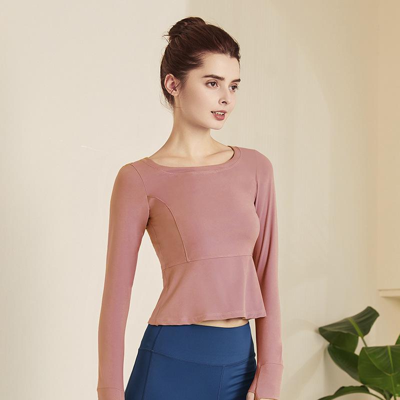 

Женские топы для йоги с длинными рукавами и накладками на грудь для повседневного фитнеса и спорта Small