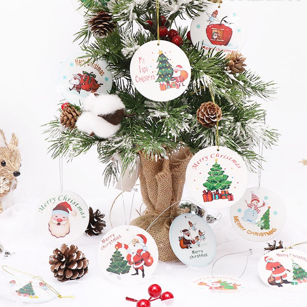 Buy 6 Pcs Santa Claus Gifts Round Tag Pendants Merry Christmas Hanging