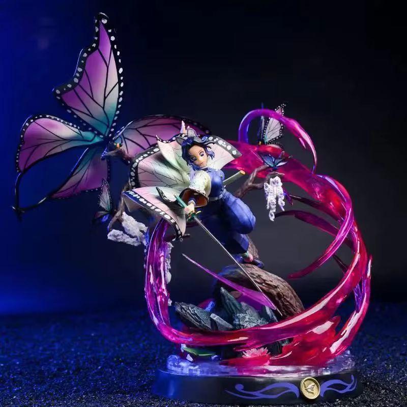 Demon Slayer Kochou Shinobu Anime Figure 33cm GK Battle Statue Model Cartoon Scene Ornament Toy for Christmas Gift