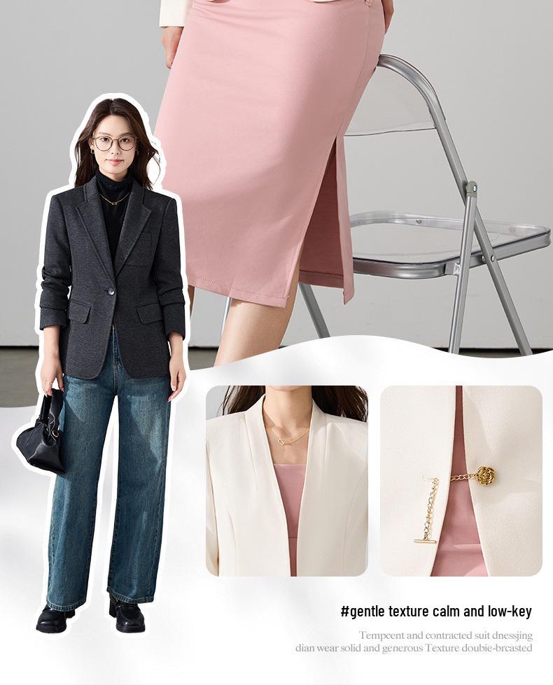 Women's High-End White Petite Long Sleeve Short Jacket for Spring/Autumn