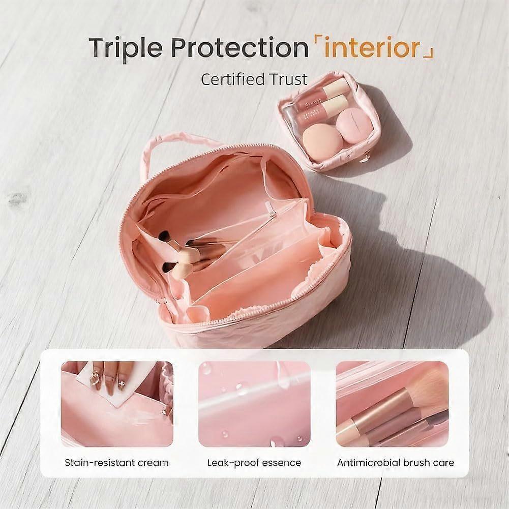 Reise-Kosmetiktasche für Damen, 180 Grad flach aufklappbares Design, Wasserdichte Kosmetik-Organizer-Tasche mit großem Fassungsvermögen, Flach öffnende Toilettentasche, Dreifach geschütztes Inneres, Port