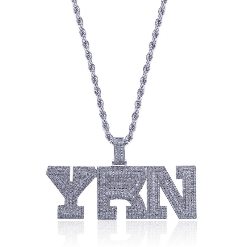 Новое европейское и американское письмо YRN Мужской модный кулон Популярное цирконовое ожерелье Ювелирные изделия