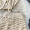 Summer Women Casual Perspective Knitted Sweater 3 Piece Set Sleeve Pullover Top Shawl and Long Midi Sheath Skirt Suit
