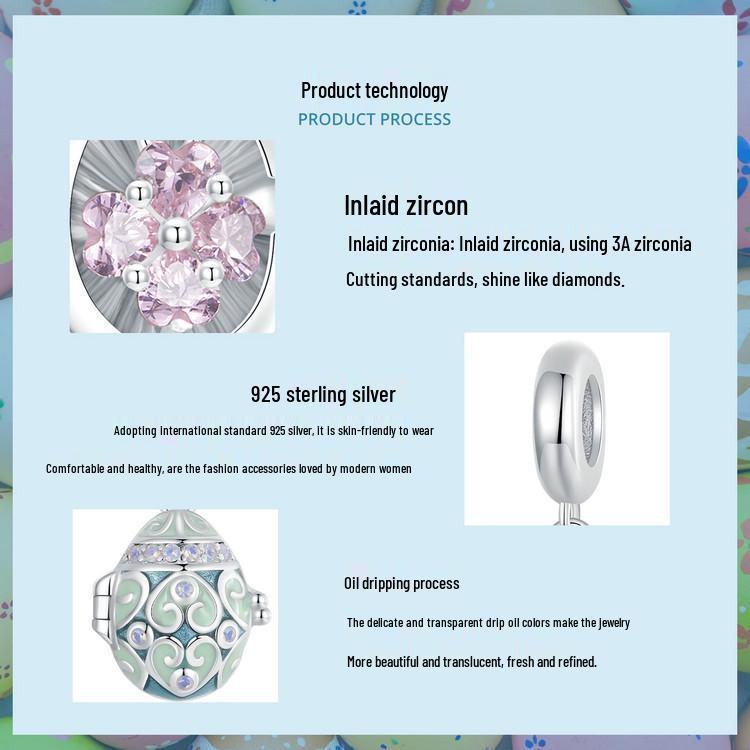 Yinziyun Sterling Silver Easter Egg Rabbit Bracelet Kit with S925 Beads and Spacers