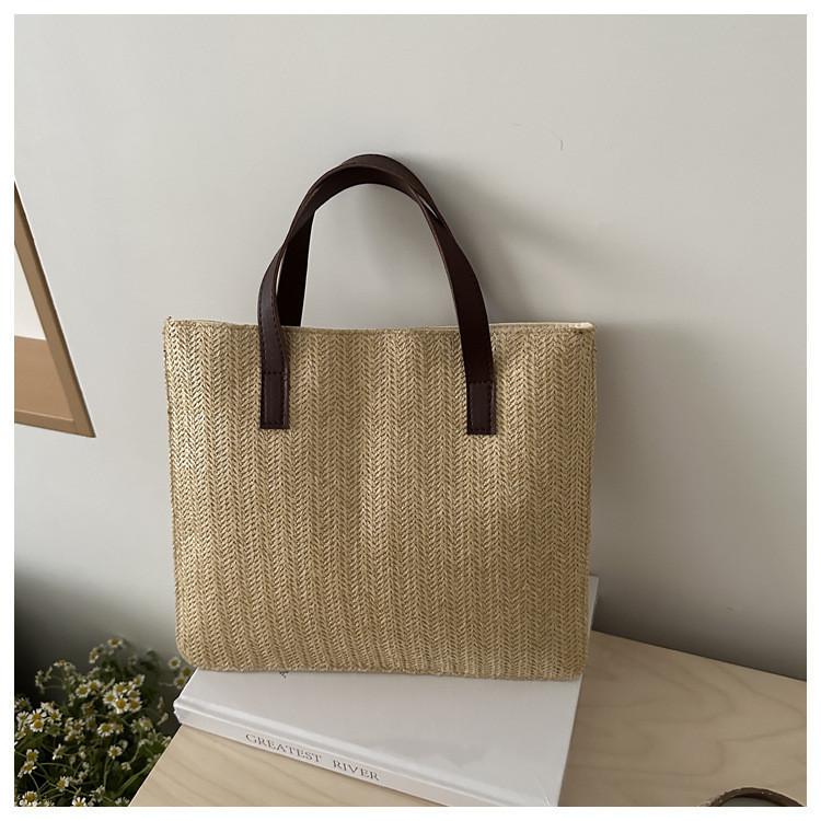 Summer 2024 Large Capacity Woven Tote Bag Stylish Soft Handheld Women's Purse