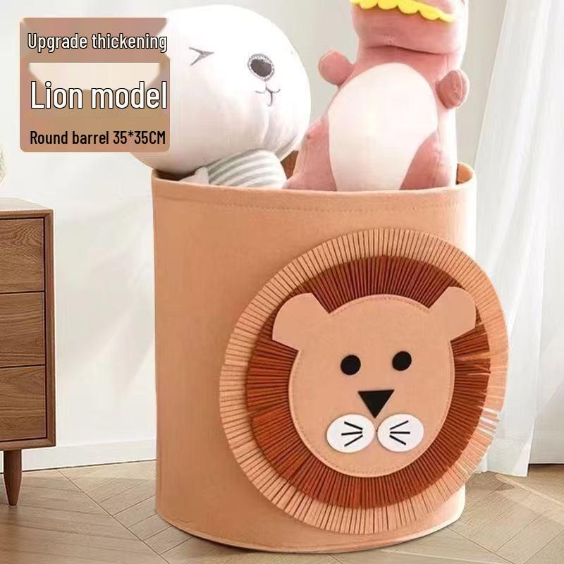 Felt Cartoon Round Storage Bin - Large Capacity Toy & Laundry Basket