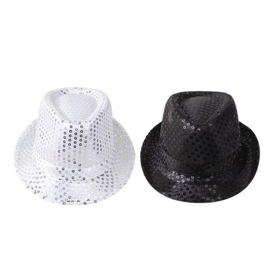 Yousheng Jazz Hat Adult Kids Sequin Stage Show Hat Dance Performance Cap Christmas Halloween New Year Headwear