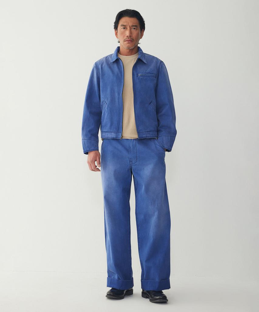 Man On The Boon Herringbone Pattern Work Jacket_Blue 4716109026
