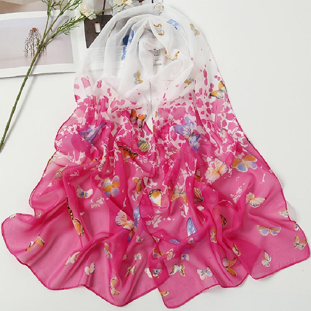 Sunscreen Chiffon Scarf 160*50cm Shawl Silk Fashion Beach Gauze Scarf  for Women