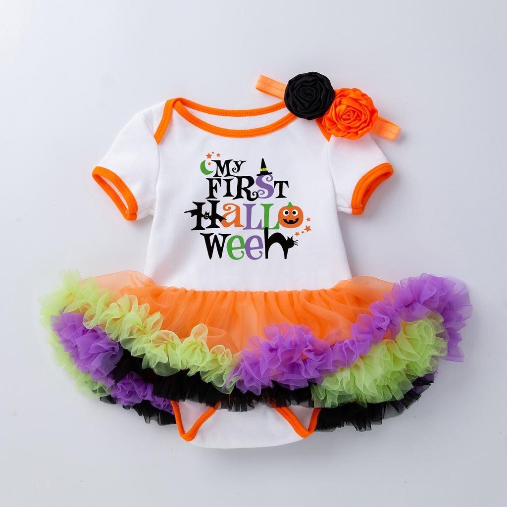 Infant Baby Girls Kids Skirts Set 2PC Romper + Headband Halloween Outfits