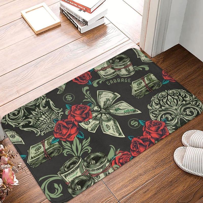 Skeleton Gothic Style Bathroom Non Slip Floor Mat Foyer Entrance Mat Rugs Kitchen Front Door Non Slip Area Foot Mats