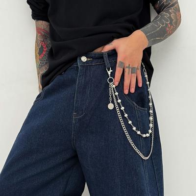 Zinc Zinc Zinc Alloy Punk Belt Chain Tassel Pants Chain Punk Pearl Waist Chain  Jeans