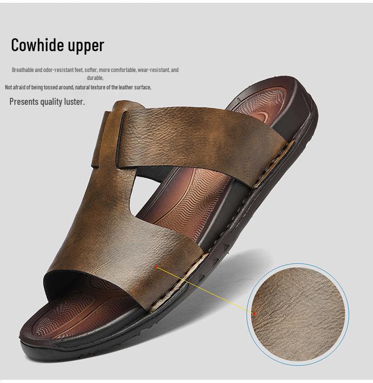 Herren Sommersandalen mit offener Zehenpartie aus Rindsleder, zum Hineinschlüpfen, für Freizeit und Outdoor