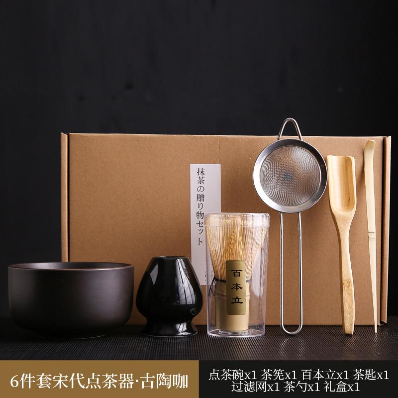 1/4/6 Pcs Bamboo Matcha Whisk Scoop and Holder Matcha Bowl with Strainer Japanese Matcha Ceremony Accessory for Family Beginner